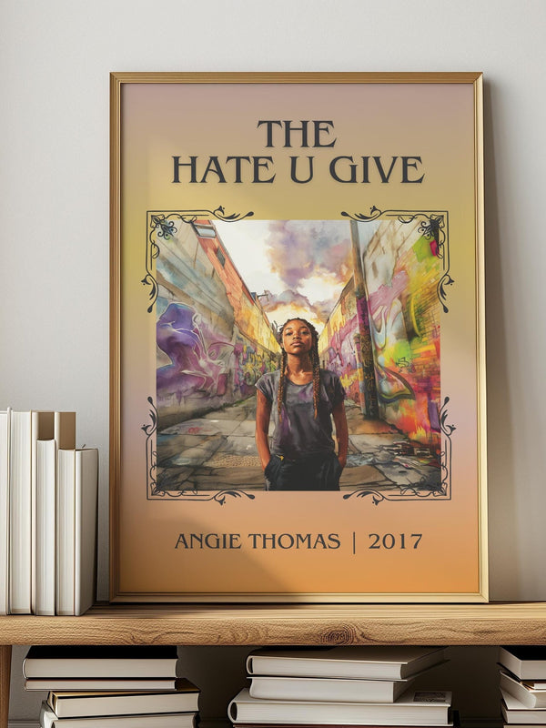 The Hate U Give classic book art print in frame leaning in hallway – young adult wall art