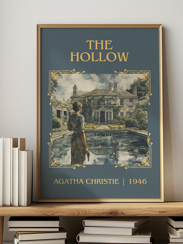 The Hollow classic book art print in frame leaning in hallway – mystery wall art