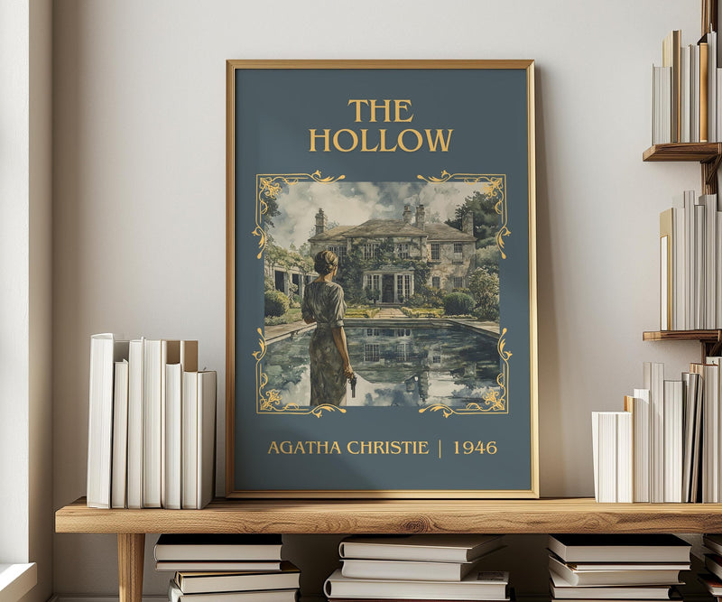 The Hollow classic book art print in frame leaning in hallway – mystery wall art