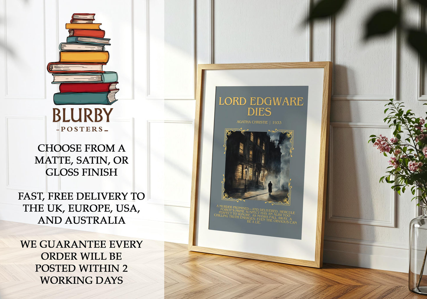 Lord Edgware Dies by Agatha Christie | Descriptive Book Poster | Blurby