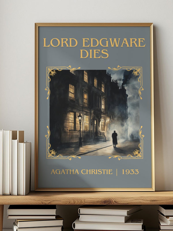 Lord Edgware Dies classic book art print in frame leaning in hallway – mystery wall art