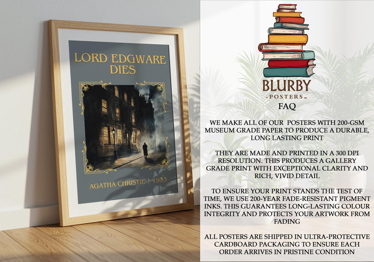 Lord Edgware Dies by Agatha Christie | Descriptive Book Poster | Minimalist