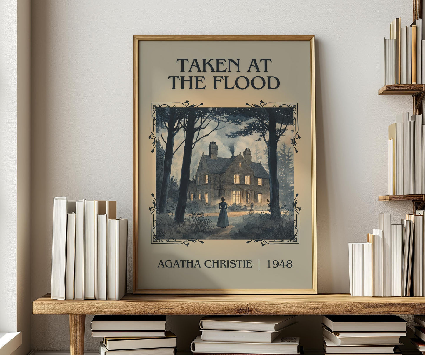 Taken At The Flood by Agatha Christie | Descriptive Book Poster | Minimalist
