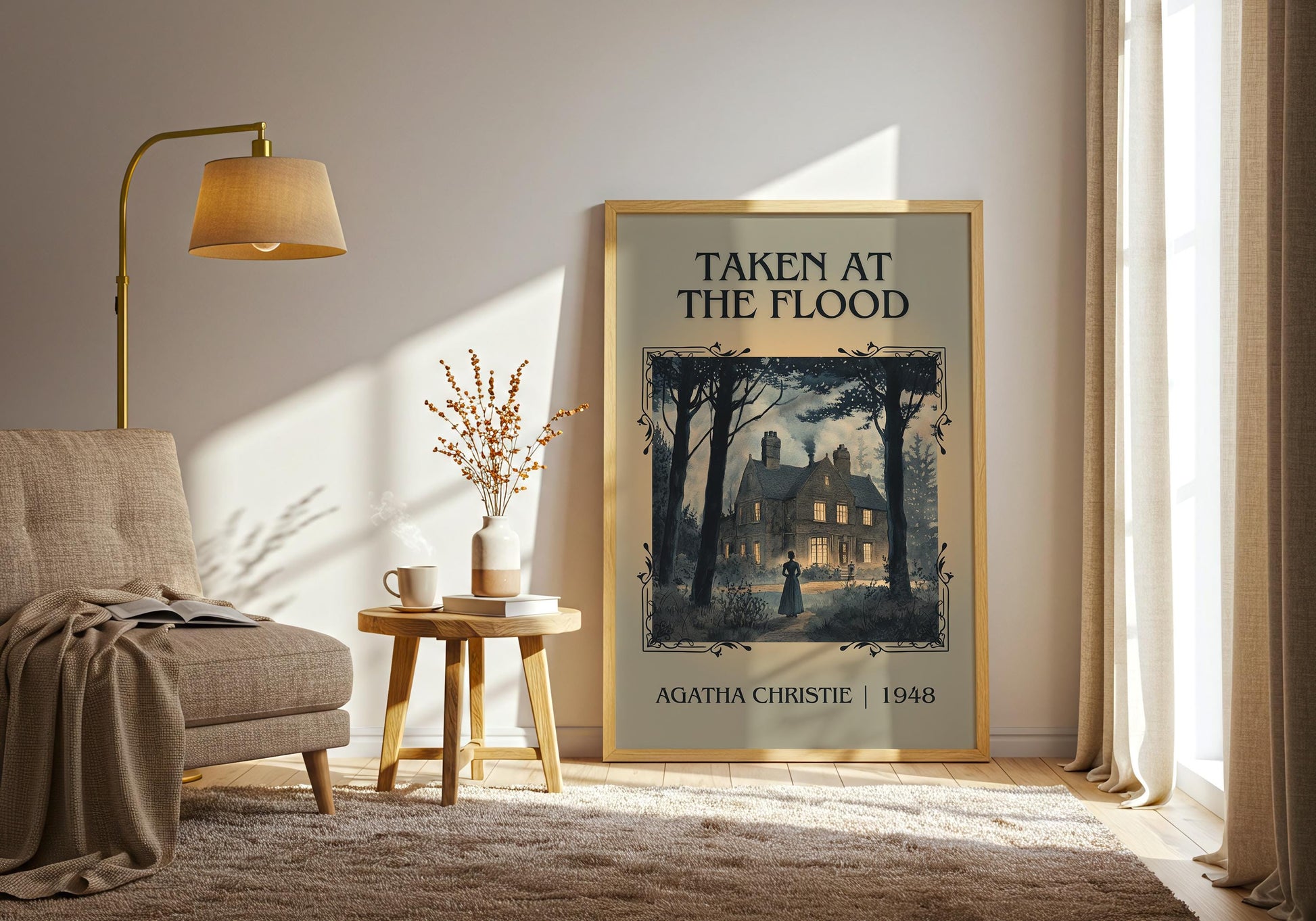 Taken At The Flood by Agatha Christie | Descriptive Book Poster | Minimalist