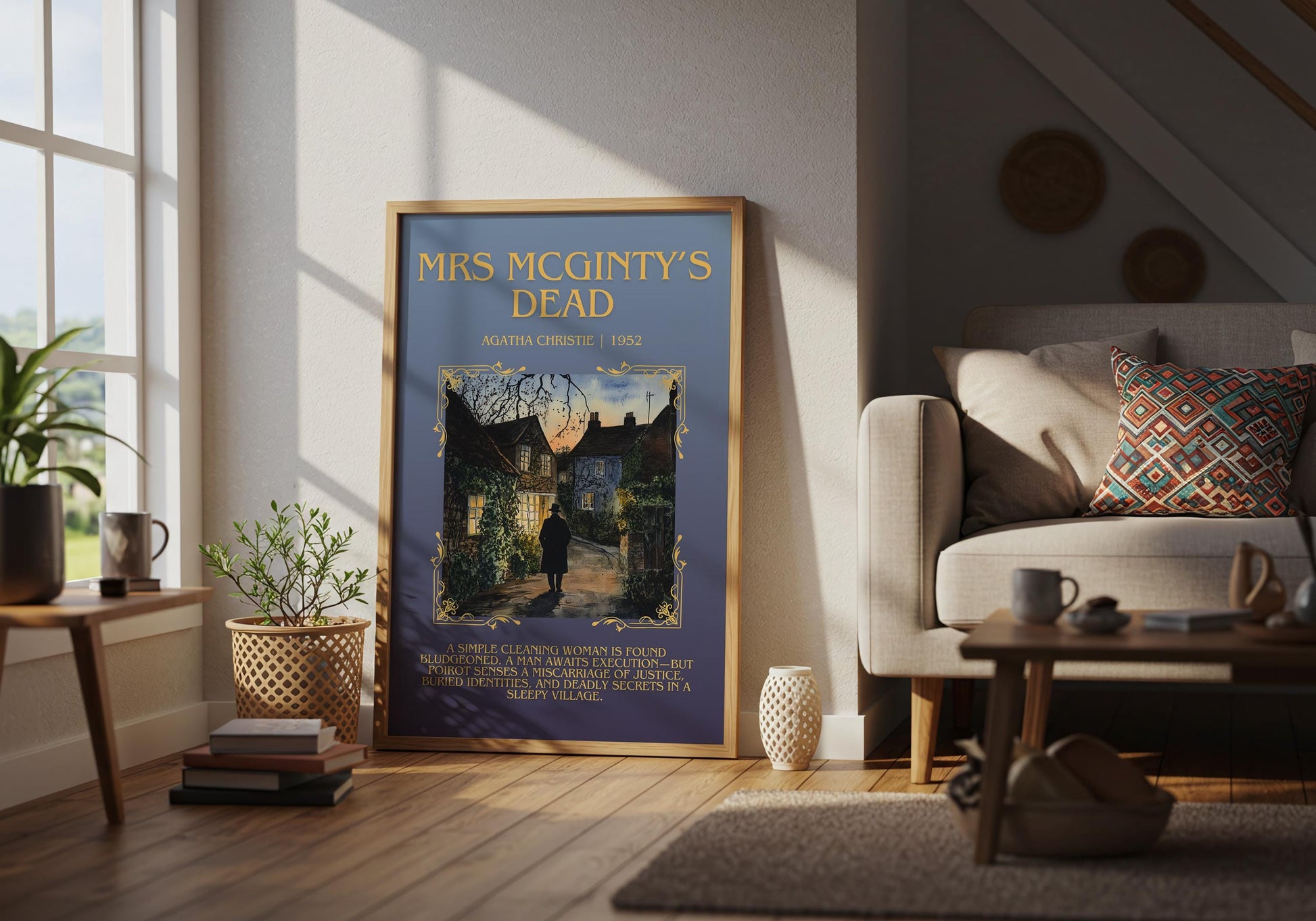Mrs McGinty's Dead by Agatha Christie | Descriptive Book Poster | Blurby