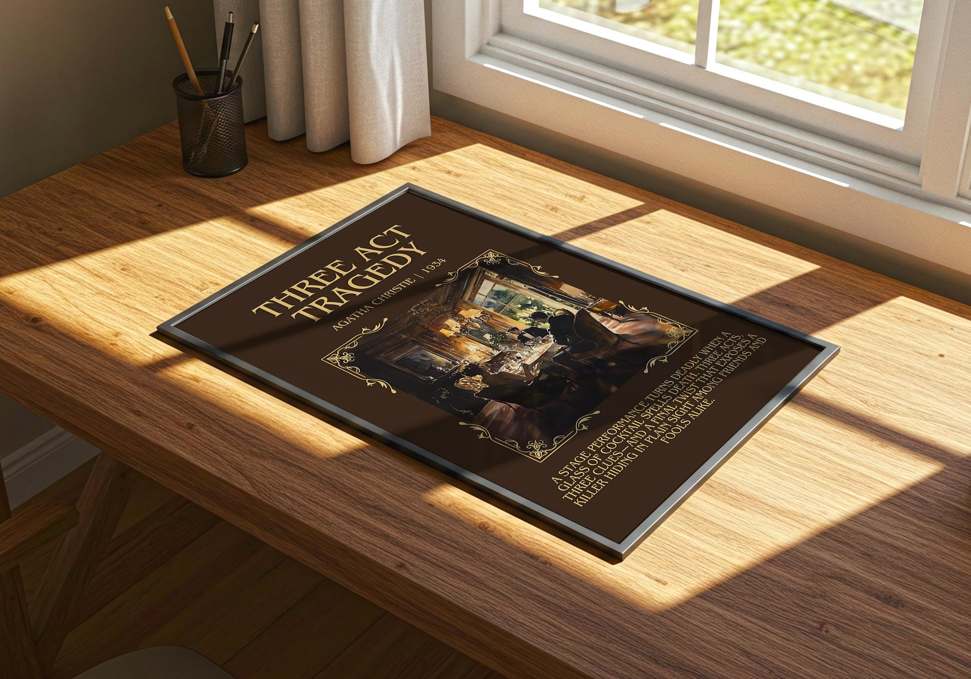 Three Act Tragedy by Agatha Christie | Descriptive Book Poster | Blurby