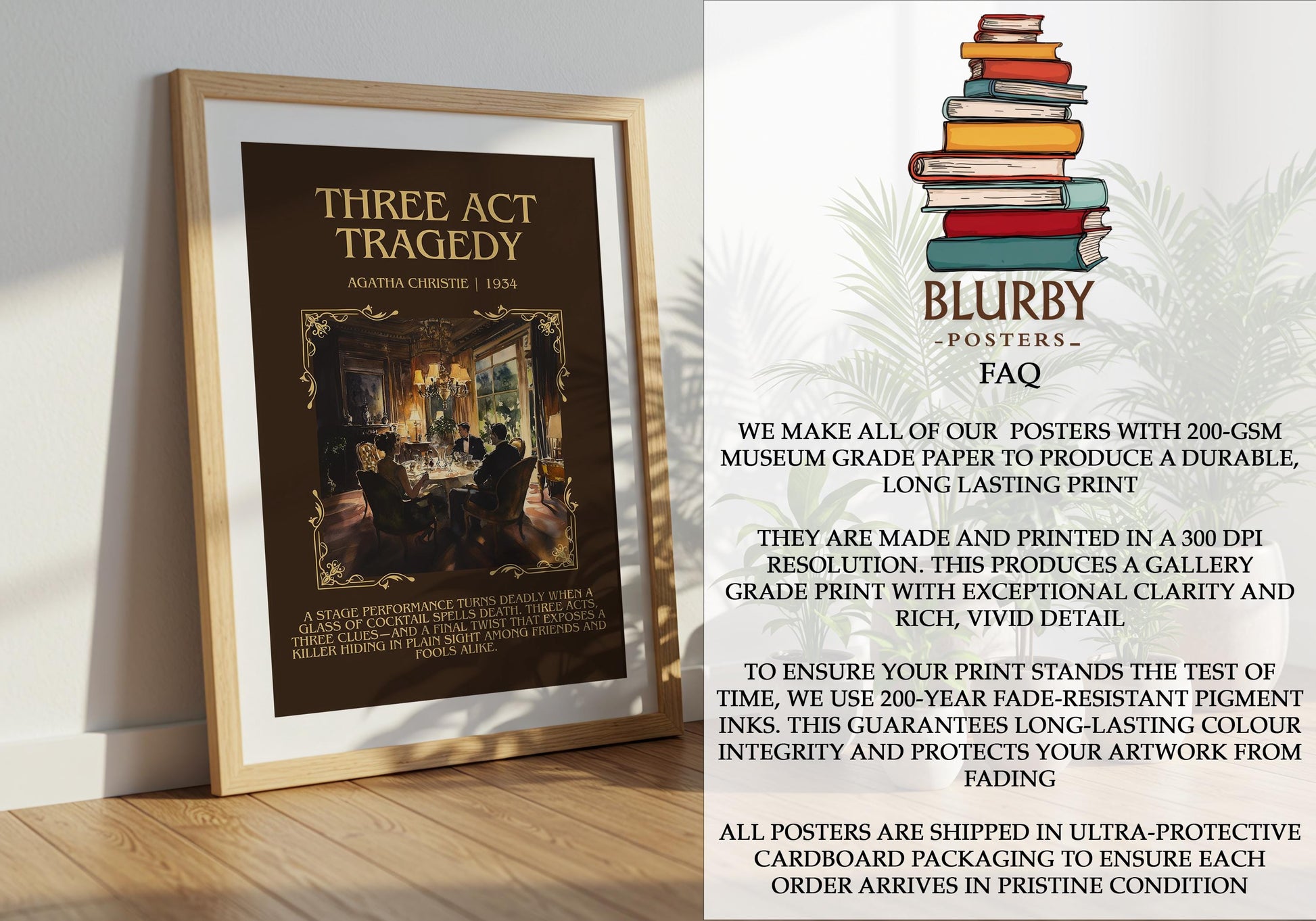 Three Act Tragedy by Agatha Christie | Descriptive Book Poster | Blurby