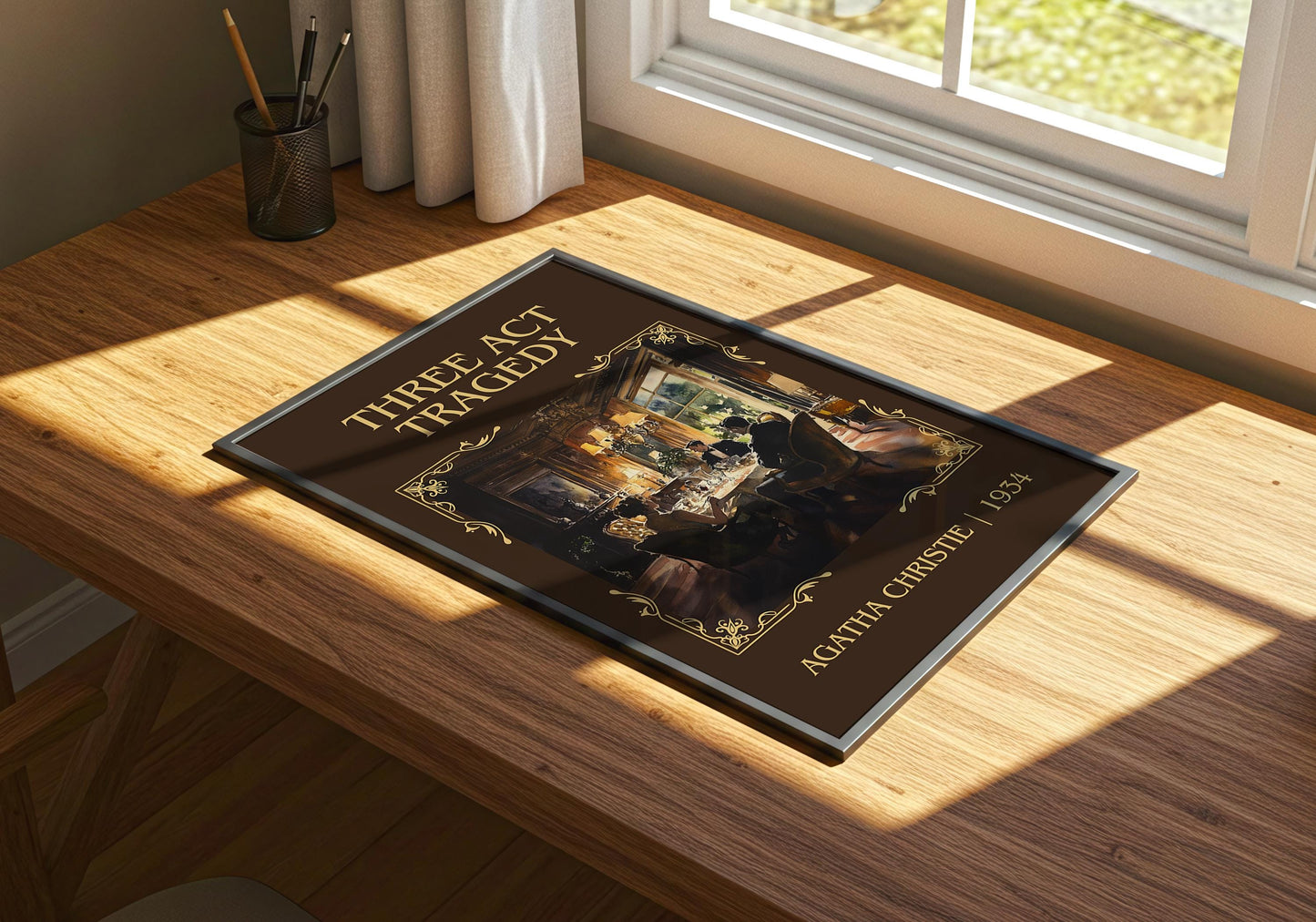 Three Act Tragedy by Agatha Christie | Descriptive Book Poster | Minimalist