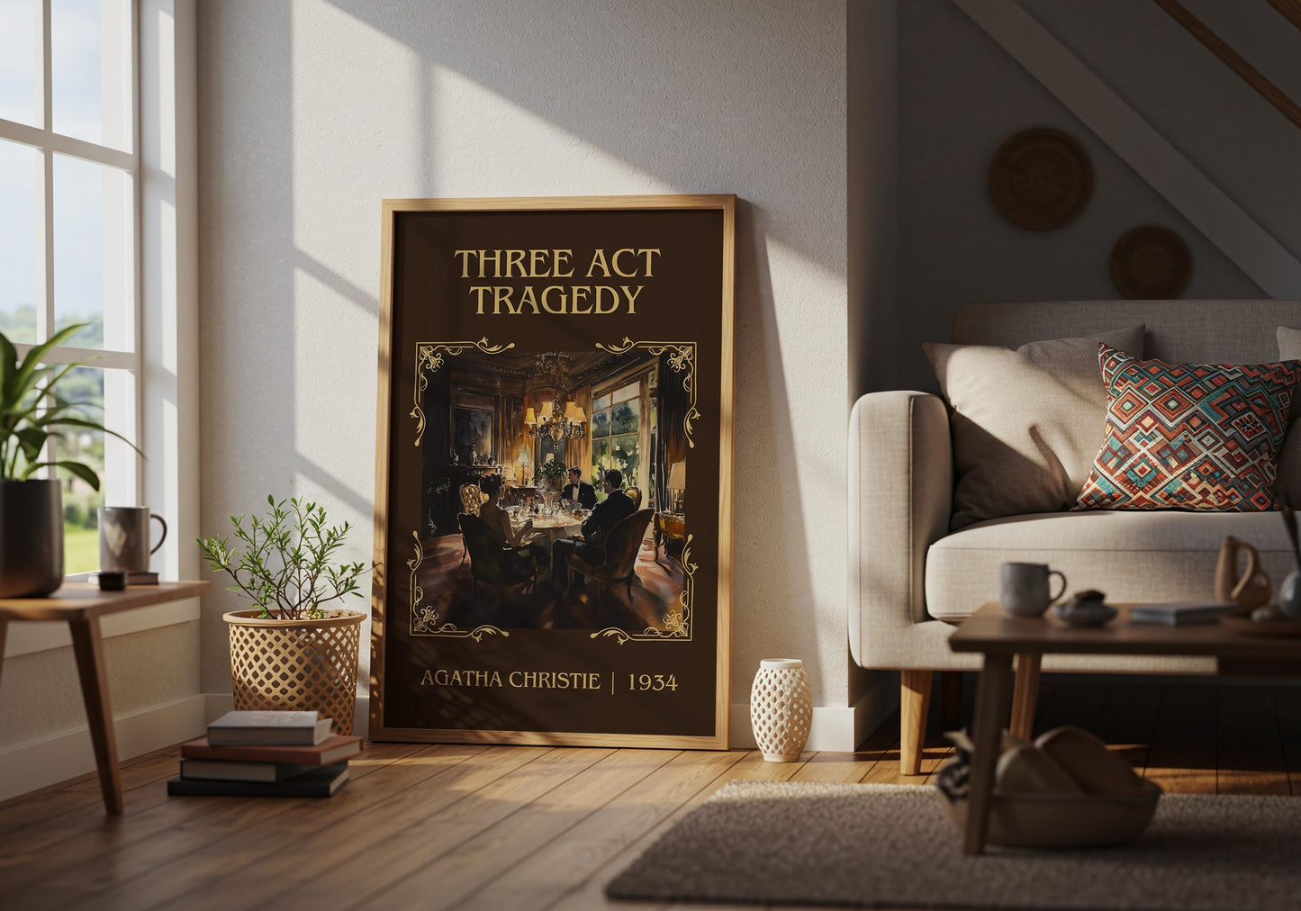 Three Act Tragedy by Agatha Christie | Descriptive Book Poster | Minimalist
