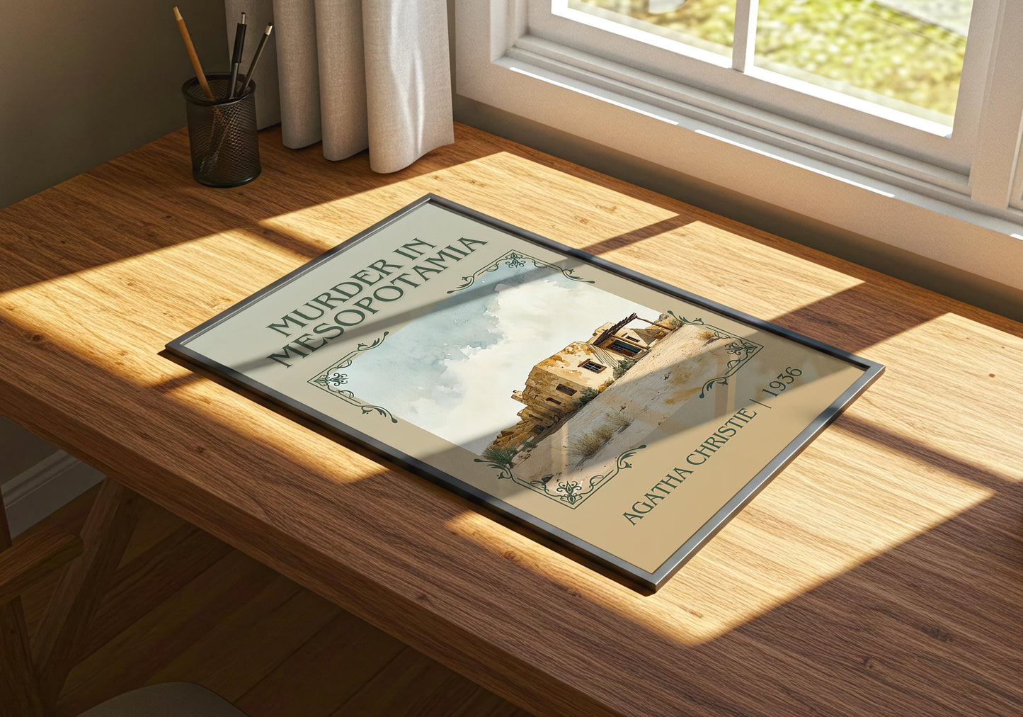 Murder In Mesopotamia by Agatha Christie | Descriptive Book Poster | Minimalist