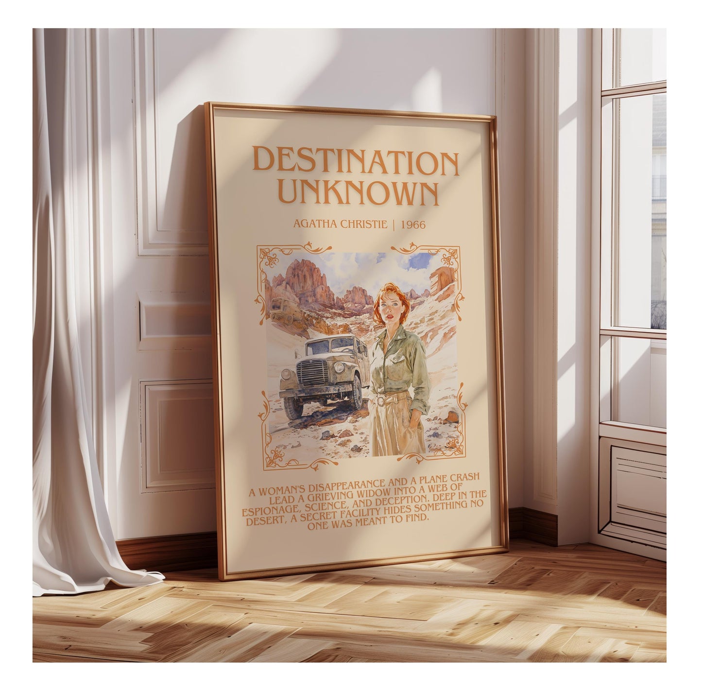 Destination Unknown by Agatha Christie | Descriptive Book Poster | Blurby