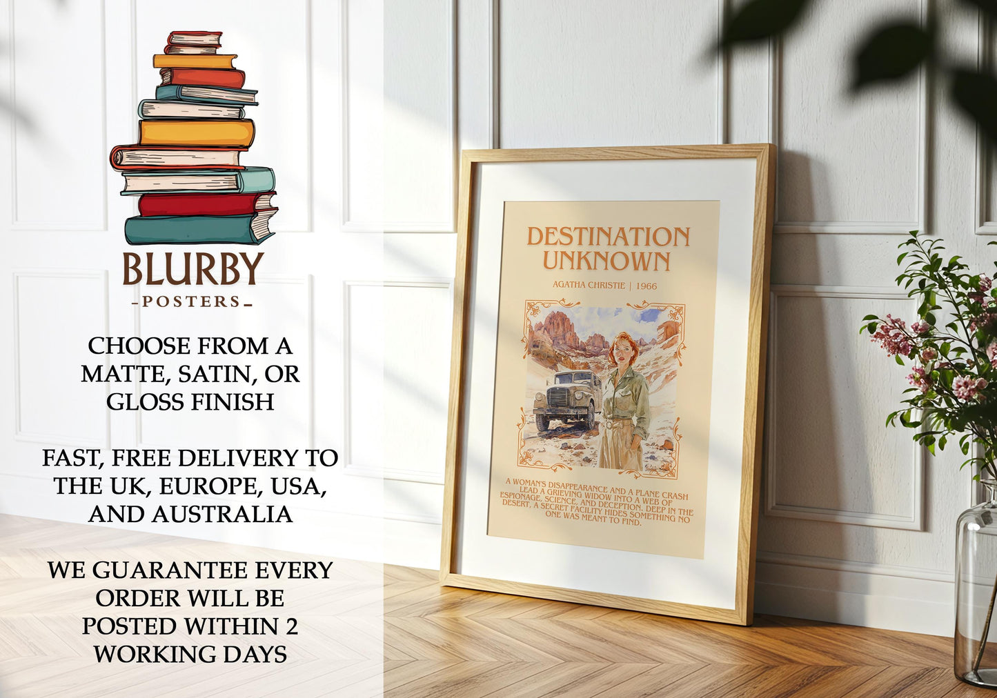 Destination Unknown by Agatha Christie | Descriptive Book Poster | Blurby