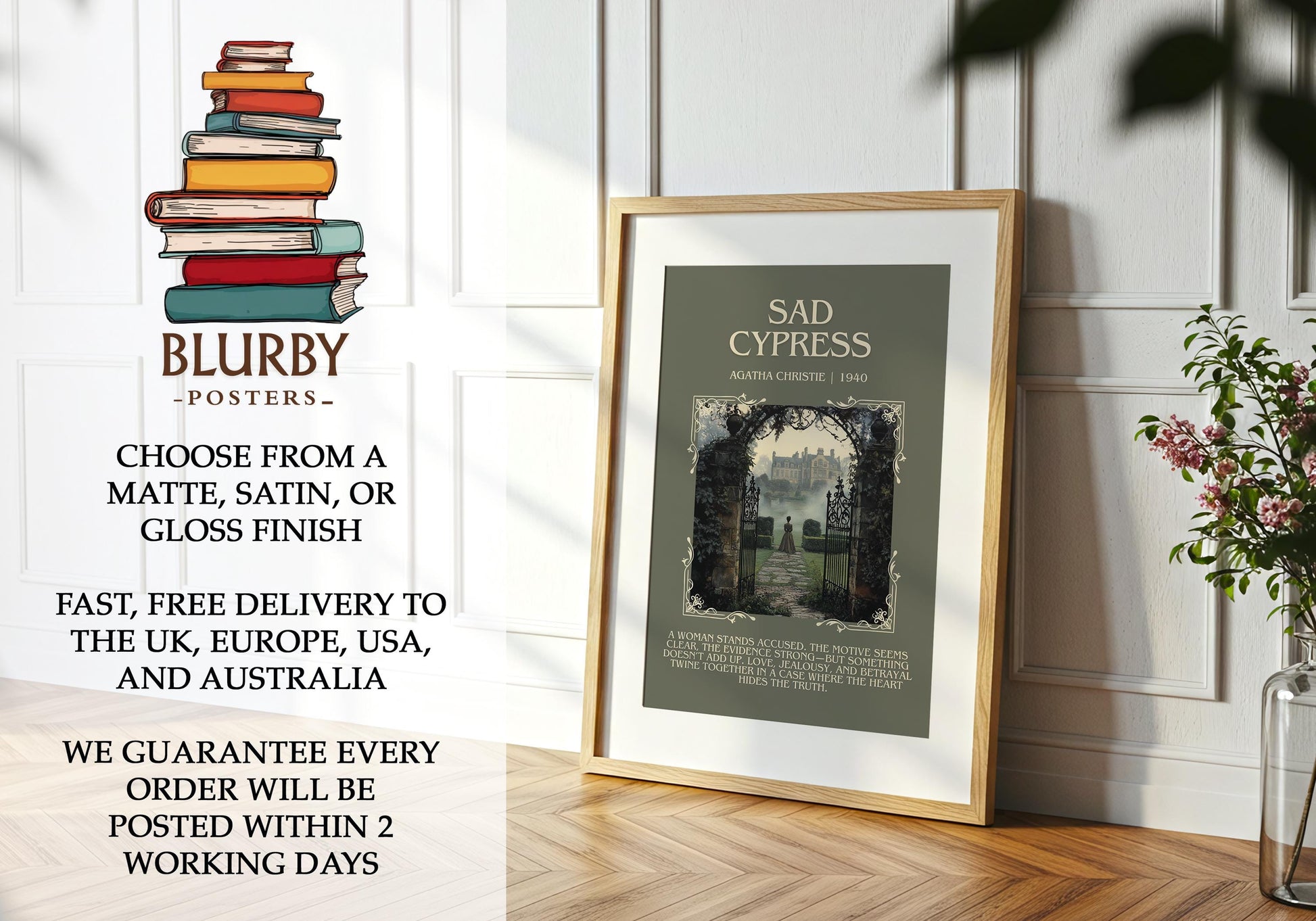 Sad Cypress by Agatha Christie | Descriptive Book Poster | Blurby