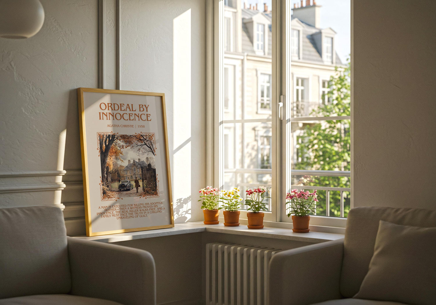 Ordeal By Innocence by Agatha Christie | Descriptive Book Poster | Blurby