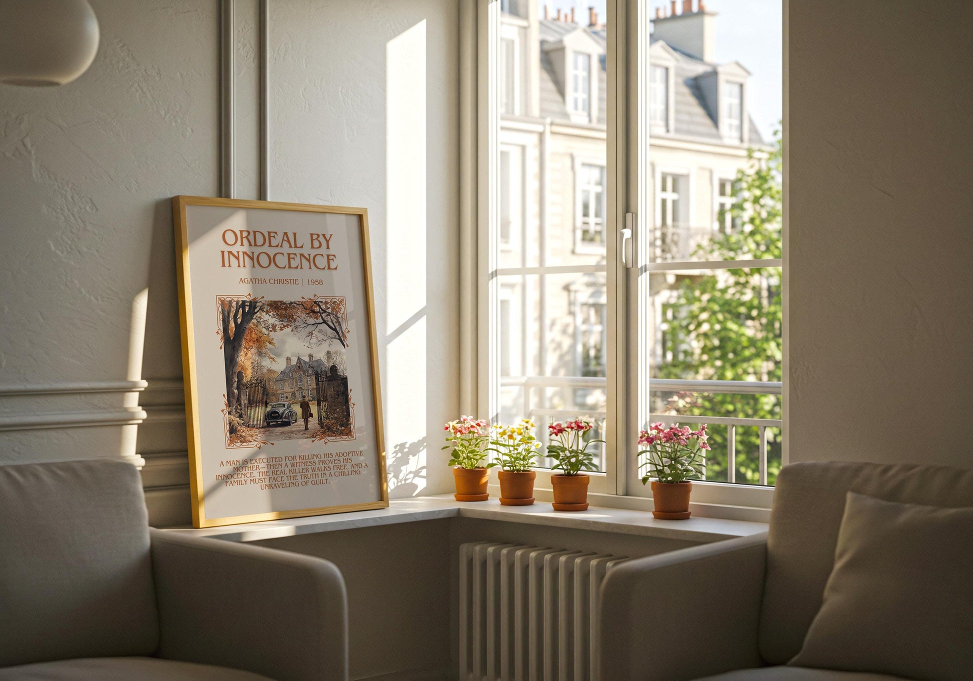 Ordeal By Innocence by Agatha Christie | Descriptive Book Poster | Blurby