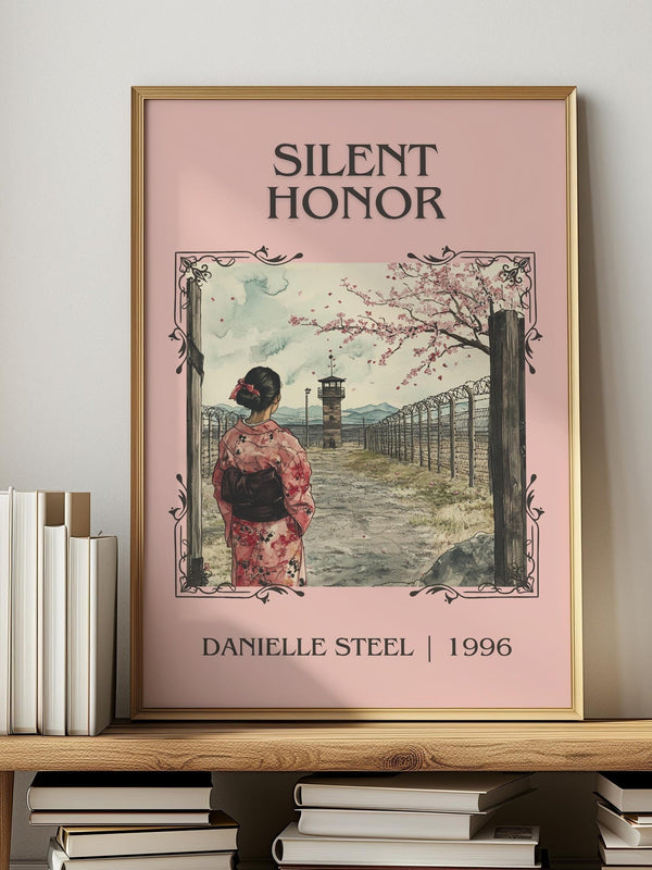 Silent Honour classic book art print in frame leaning in hallway – historical fiction wall art