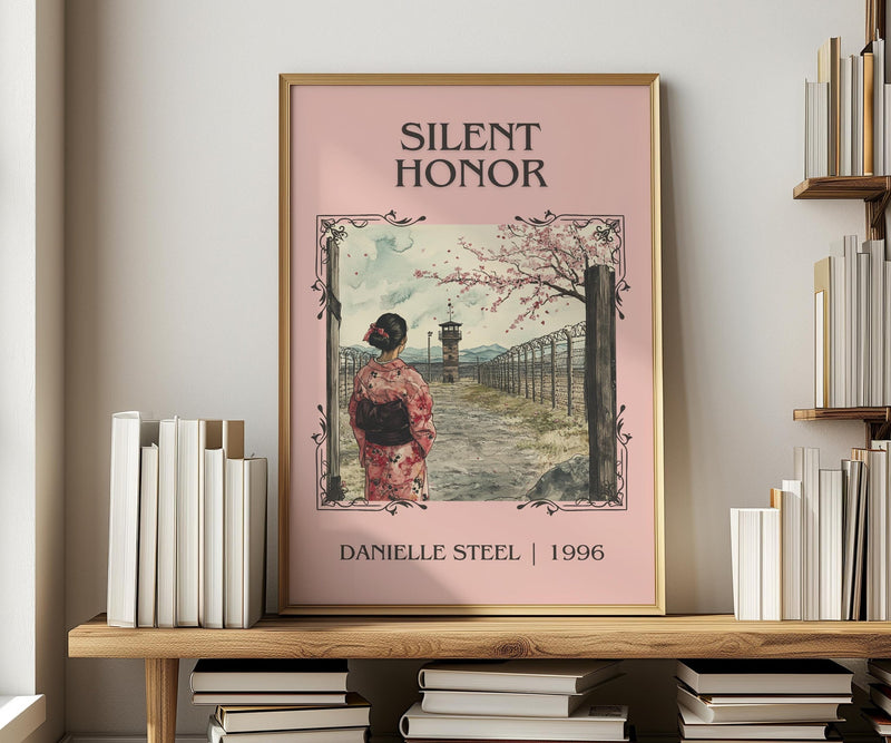 Silent Honour classic book art print in frame leaning in hallway – historical fiction wall art