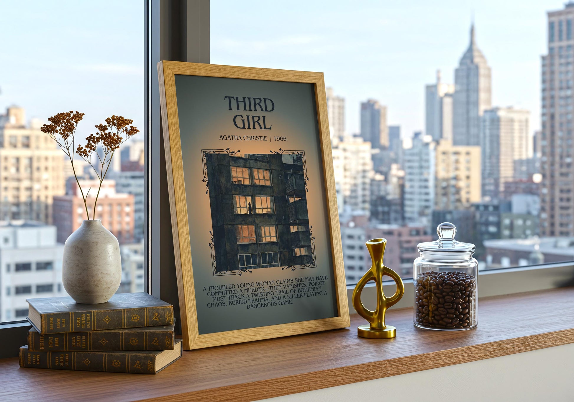 Third Girl by Agatha Christie | Descriptive Book Poster | Blurby