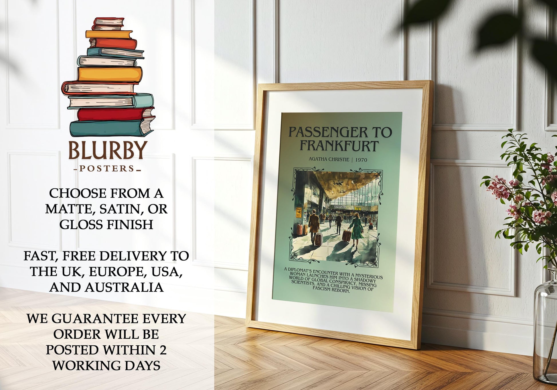 Passenger To Frankfurt by Agatha Christie | Descriptive Book Poster | Blurby