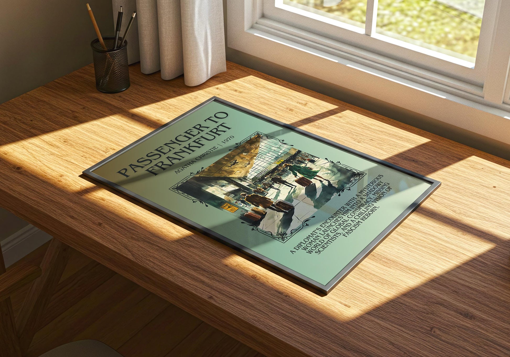 Passenger To Frankfurt by Agatha Christie | Descriptive Book Poster | Blurby