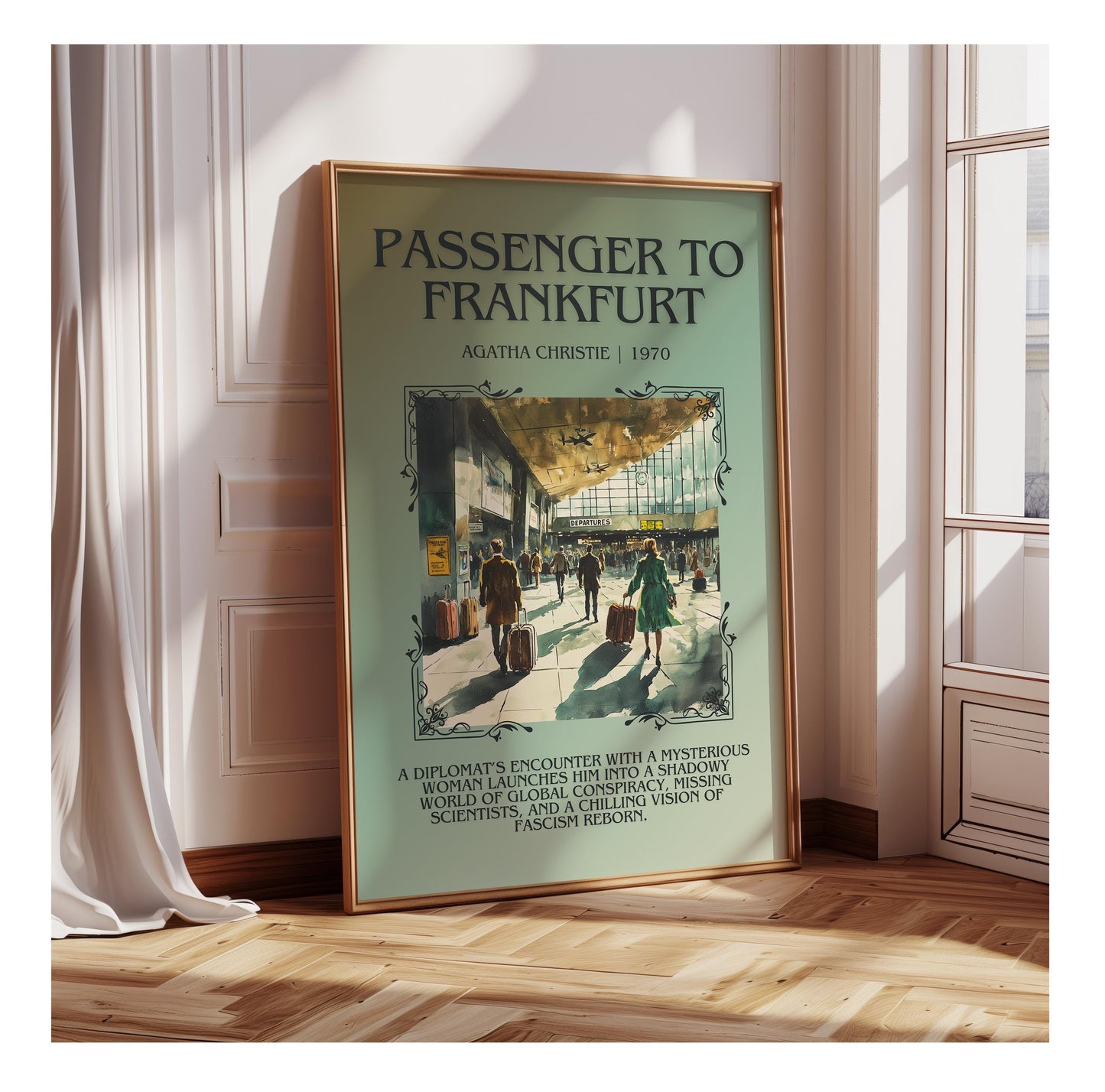Passenger To Frankfurt by Agatha Christie | Descriptive Book Poster | Blurby