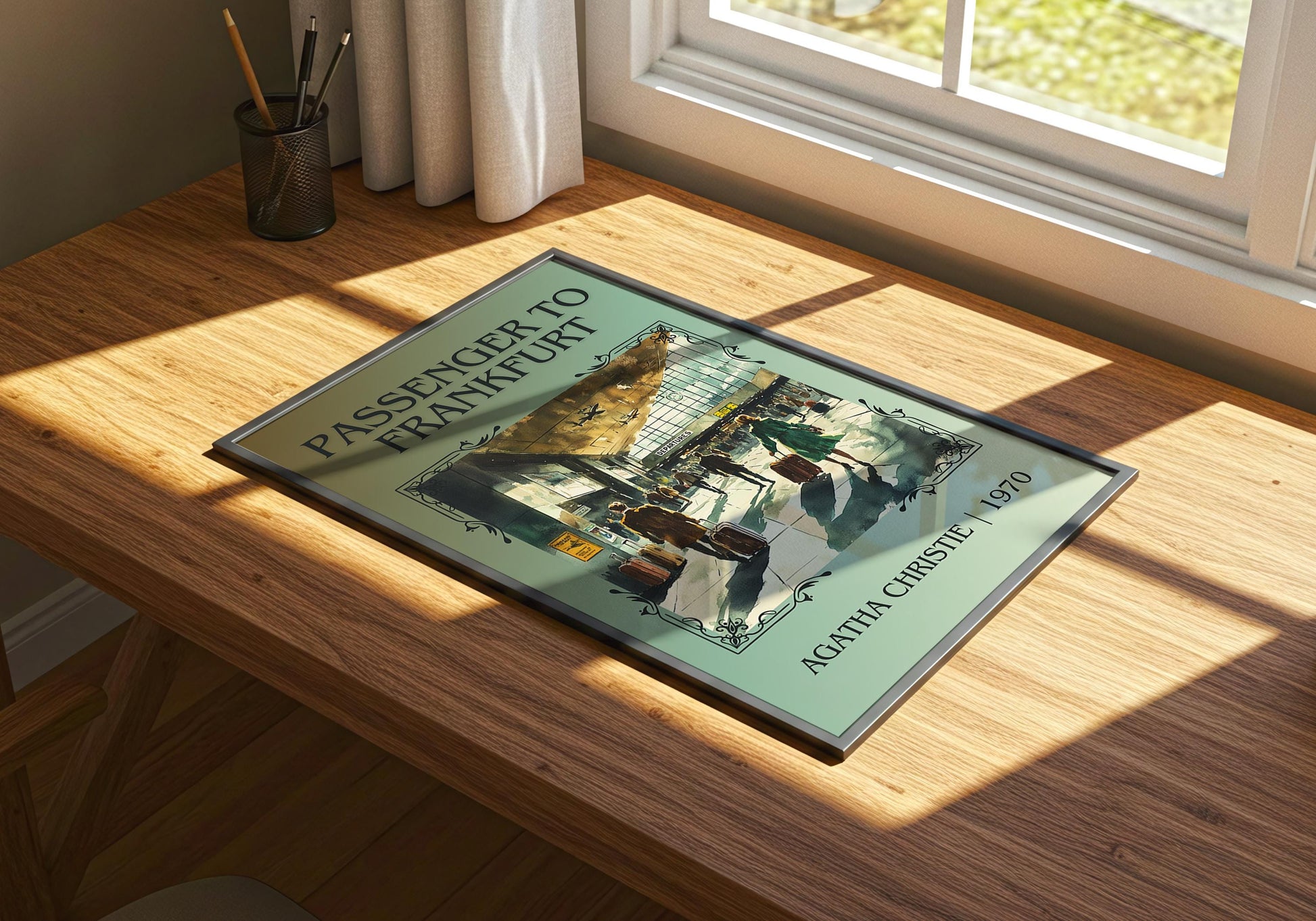 Passenger To Frankfurt by Agatha Christie | Descriptive Book Poster | Minimalist