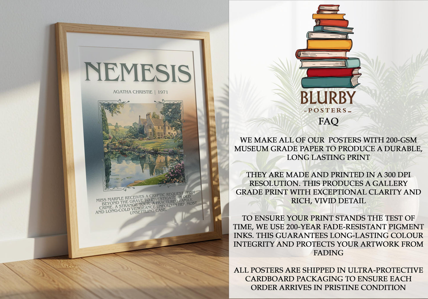 Nemesis by Agatha Christie | Descriptive Book Poster | Blurby