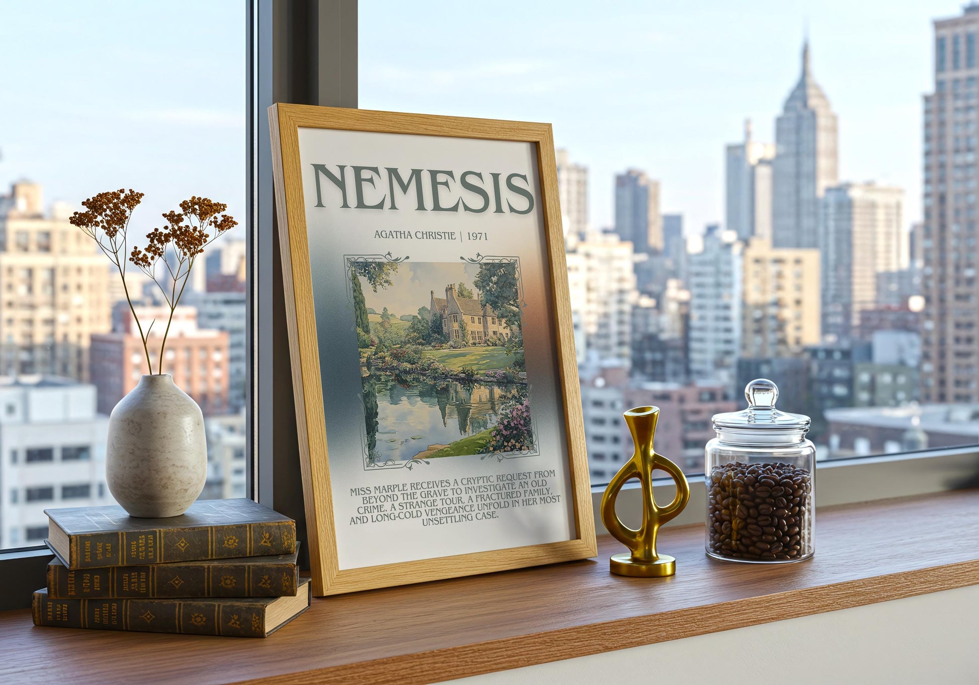 Nemesis by Agatha Christie | Descriptive Book Poster | Blurby