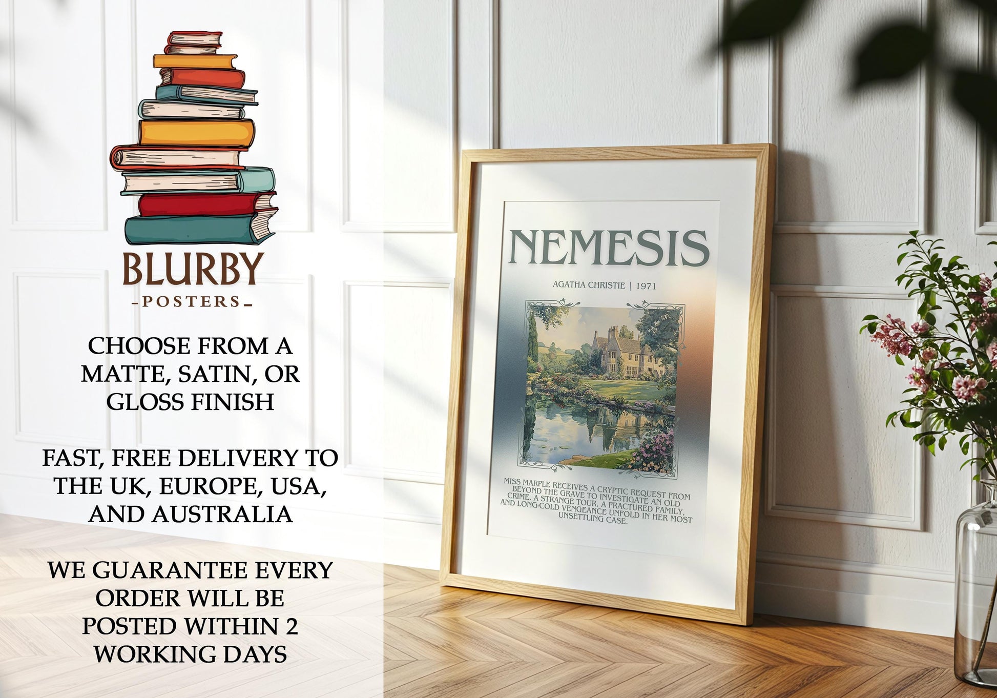 Nemesis by Agatha Christie | Descriptive Book Poster | Blurby