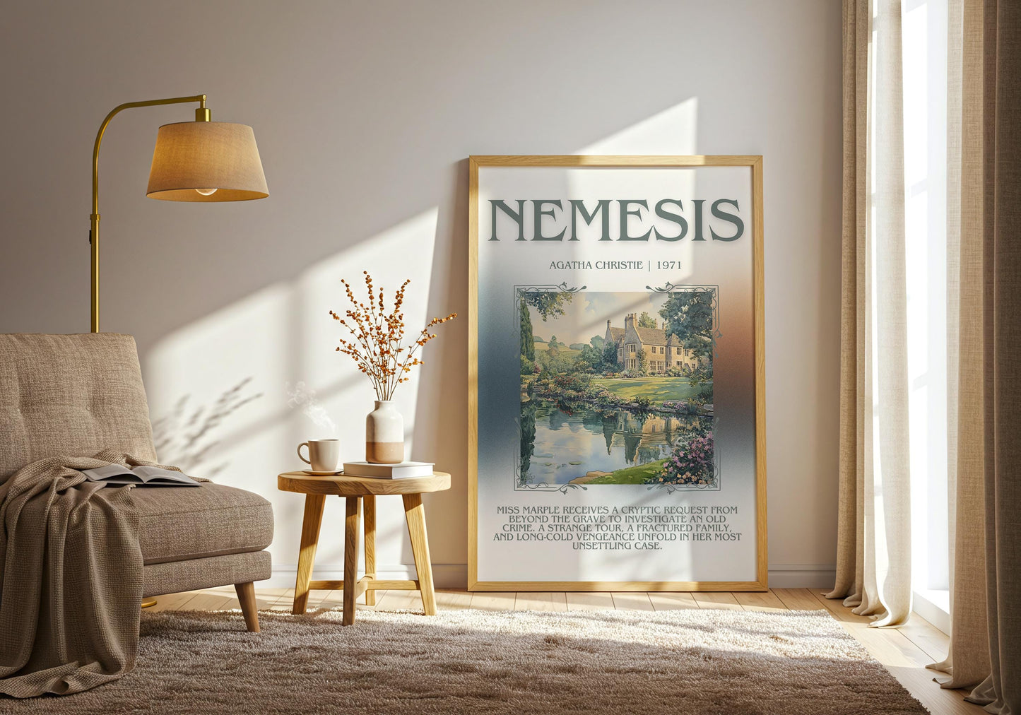 Nemesis by Agatha Christie | Descriptive Book Poster | Blurby
