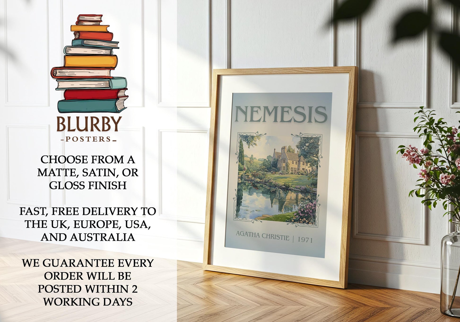 Nemesis by Agatha Christie | Descriptive Book Poster | Minimalist