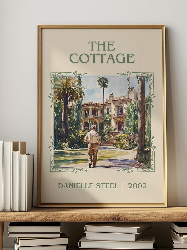 The Cottage classic book art print in frame leaning in hallway – romance wall art