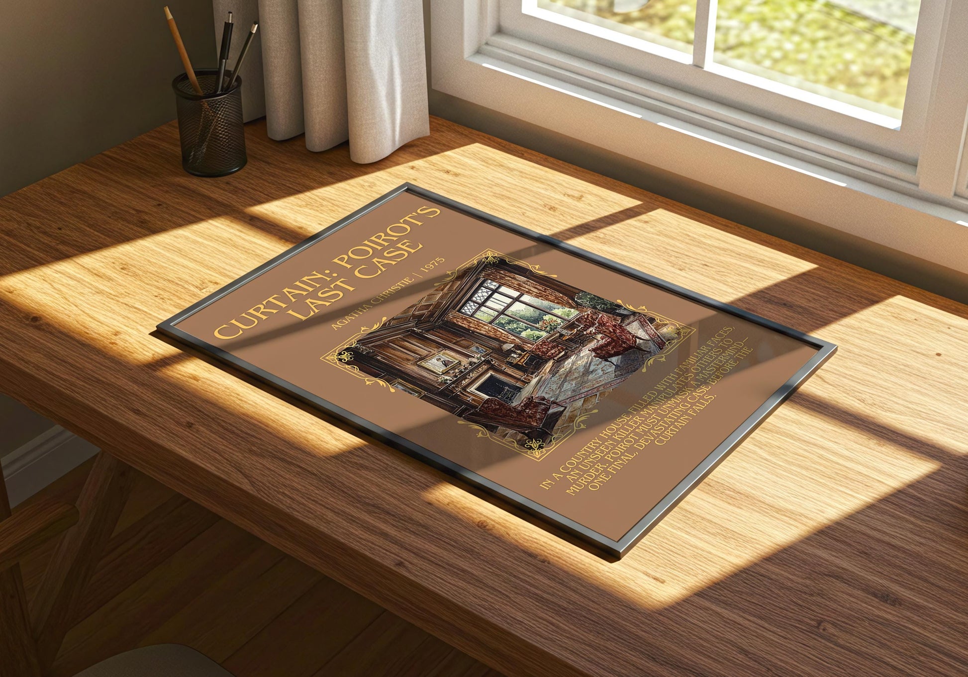 Curtain: Poirot's Last Case by Agatha Christie | Descriptive Book Poster | Blurby