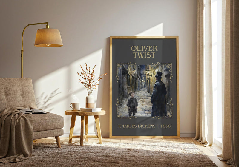 Oliver Twist classic book art print paper finish options – matte satin gloss