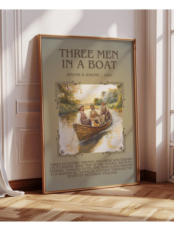 Three Men in a Boat minimalist poster paper finish options – matte satin gloss