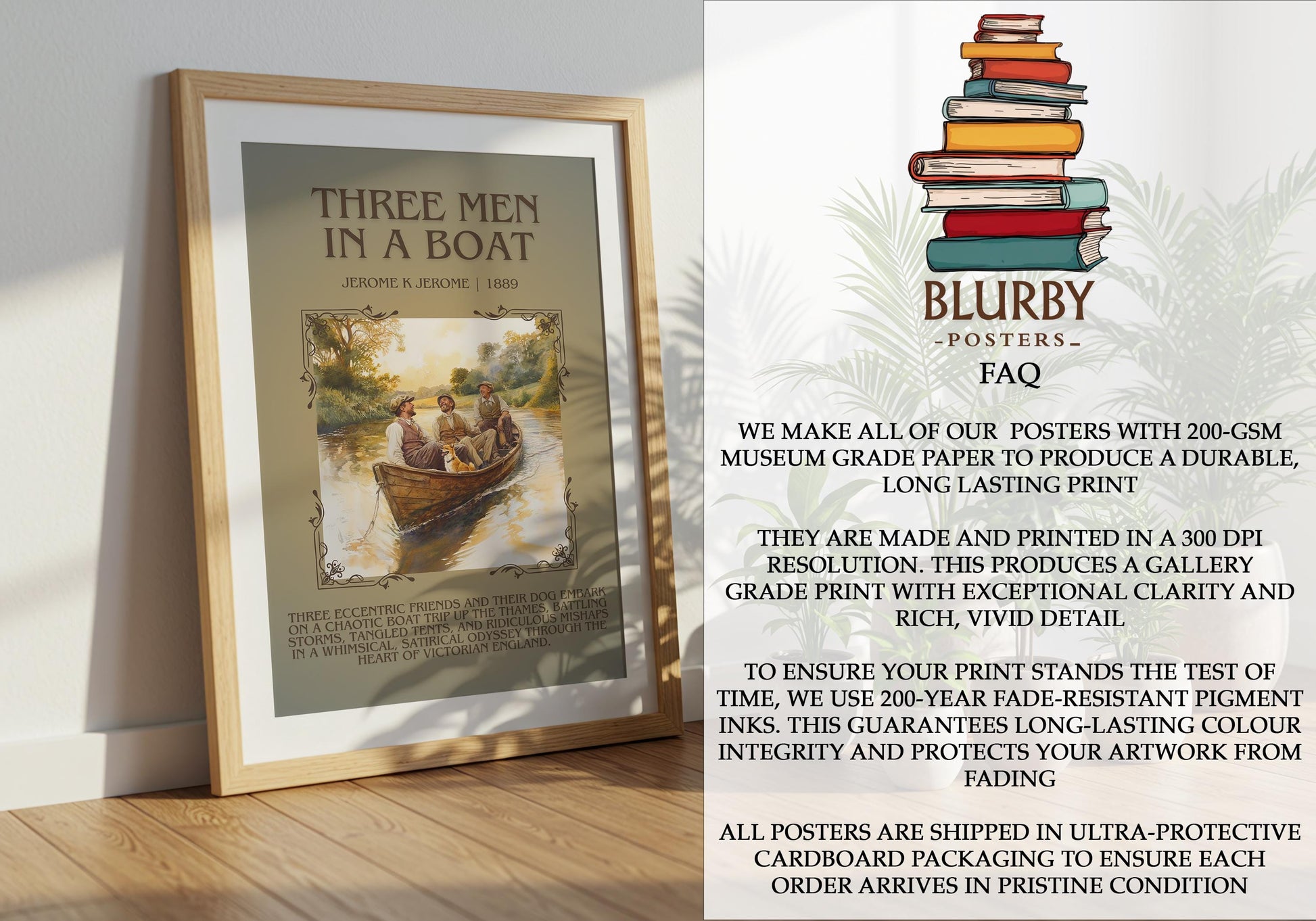 Three Men In A Boat by Jerome K Jerome | Descriptive Book Poster | Blurby