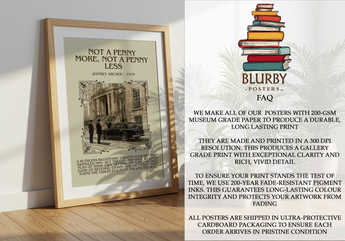 Not A Penny More, Not A Penny Less by Jeffrey Archer | Descriptive Book Poster | Blurby