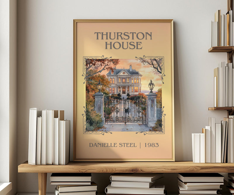 Thurston House classic book art print in frame leaning in hallway – romance wall art