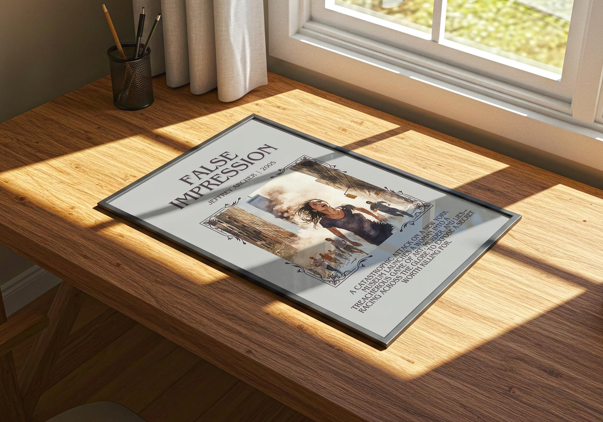 False Impression by Jeffrey Archer | Descriptive Book Poster | Blurby