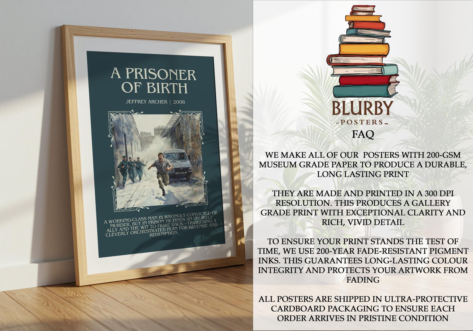 A Prisoner Of Birth by Jeffrey Archer | Descriptive Book Poster | Blurby