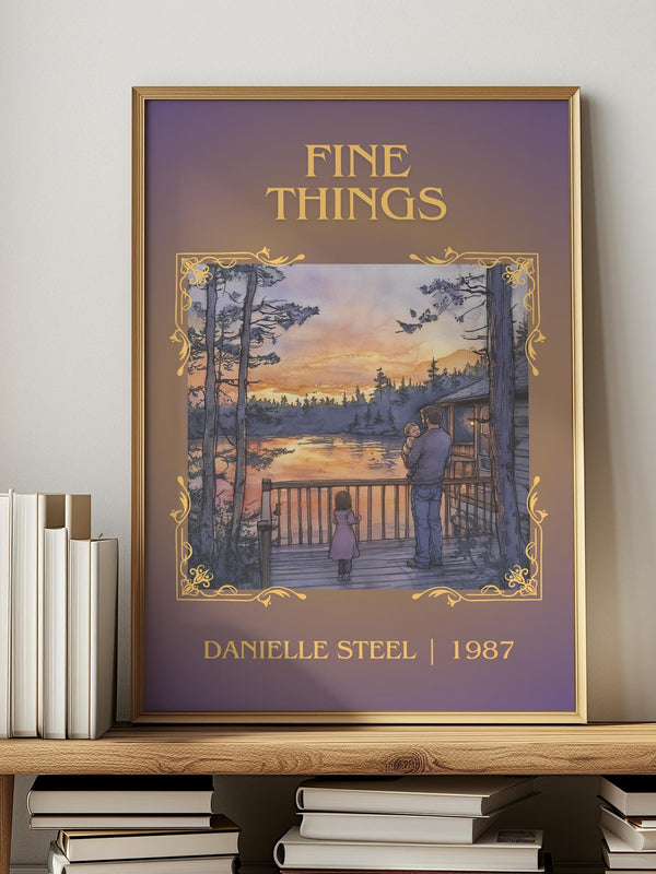 Fine Things classic book art print in frame leaning in hallway – romance wall art