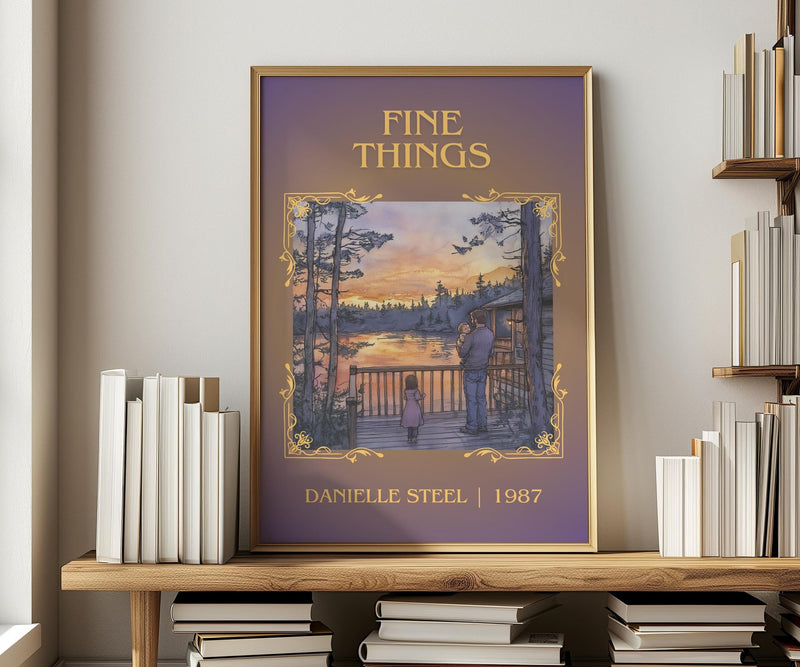 Fine Things classic book art print in frame leaning in hallway – romance wall art