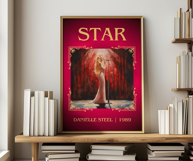 Star classic book art print in frame leaning in hallway – romance wall art