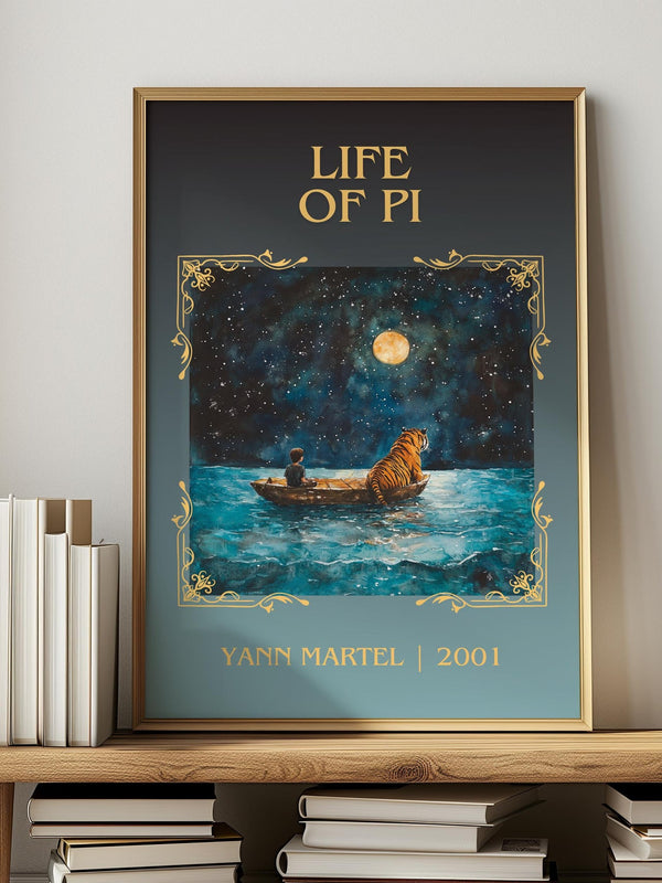 Life of Pi classic book art print in frame leaning in hallway – literary fiction wall art