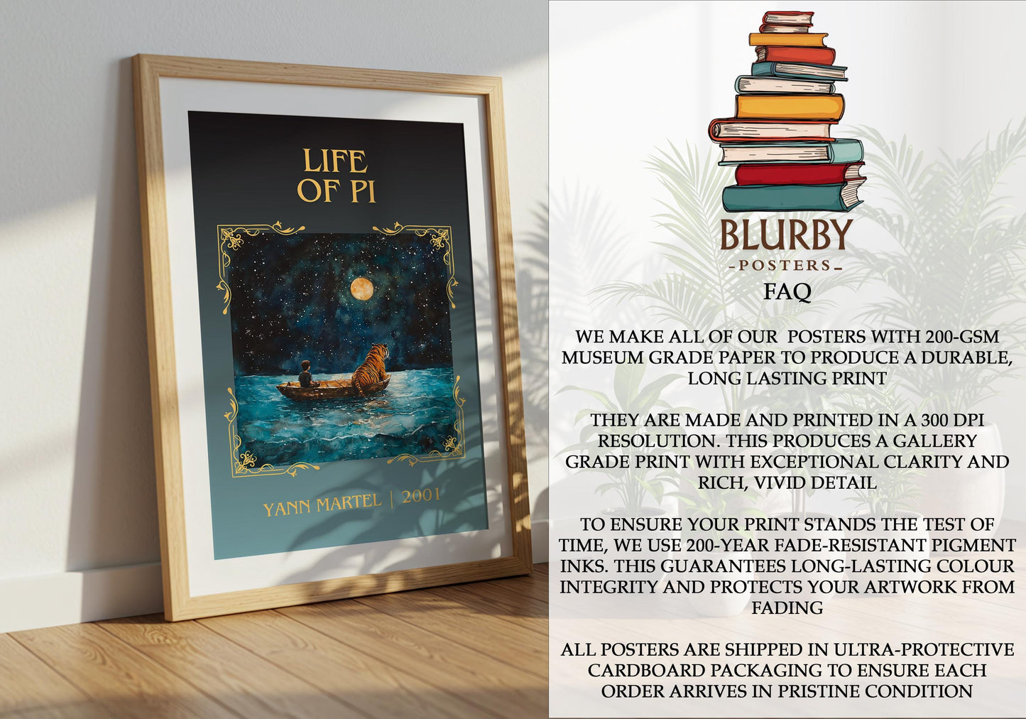 Life Of Pi by Yann Martel | Descriptive Book Poster | Minimalist