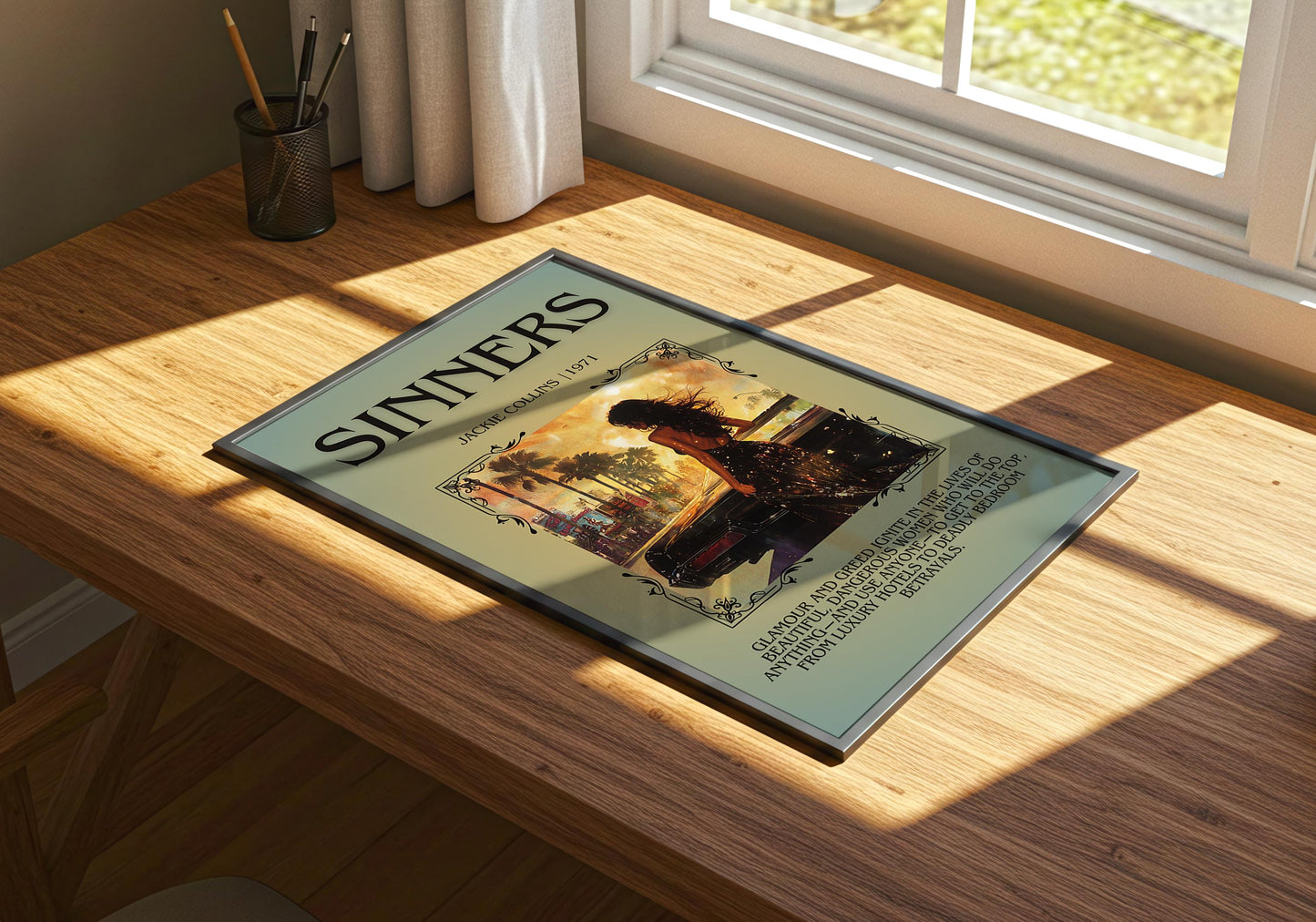 Sinners by Jackie Collins | Descriptive Book Poster | Blurby