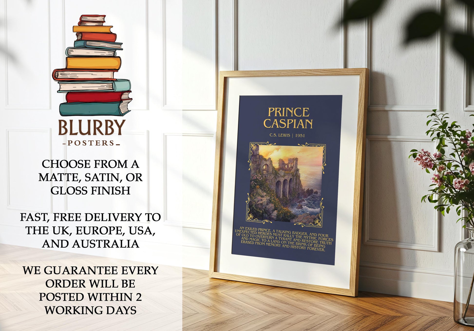 Prince Caspian by C.S. Lewis | Descriptive Book Poster | Blurby
