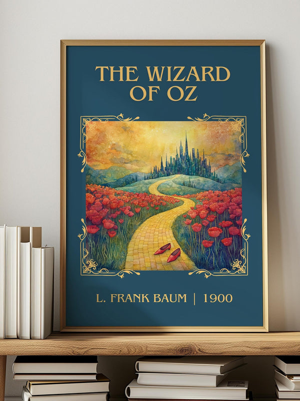 The Wizard Of Oz classic book art print in frame leaning in hallway – childrens wall art