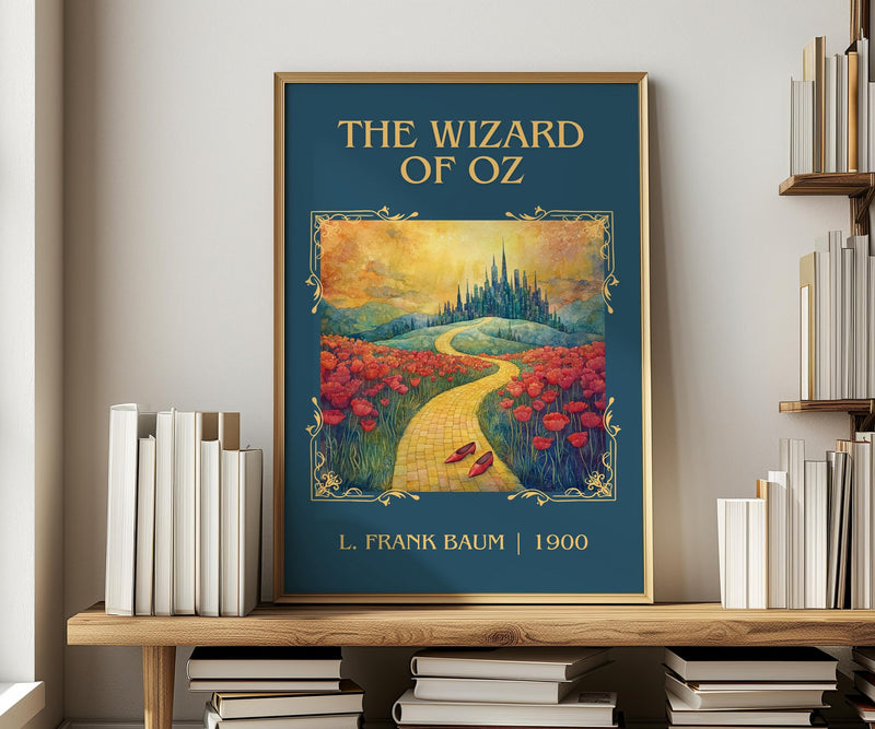 The Wizard Of Oz classic book art print in frame leaning in hallway – childrens wall art