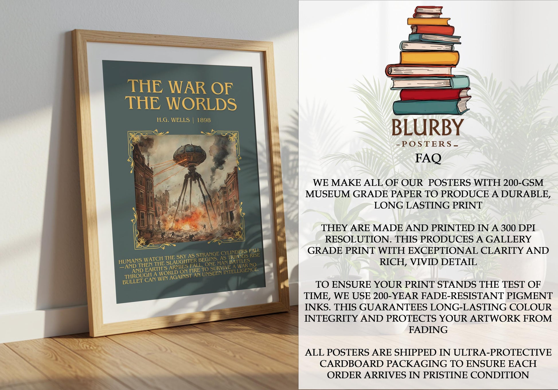 The War Of The Worlds by H.G. Wells | Descriptive Book Poster | Blurby